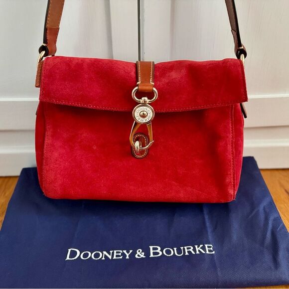 Dooney & Bourke Red Suede Libby Hobo Shoulder Bag - Boho x Americana ❤️ - Picture 1 of 4